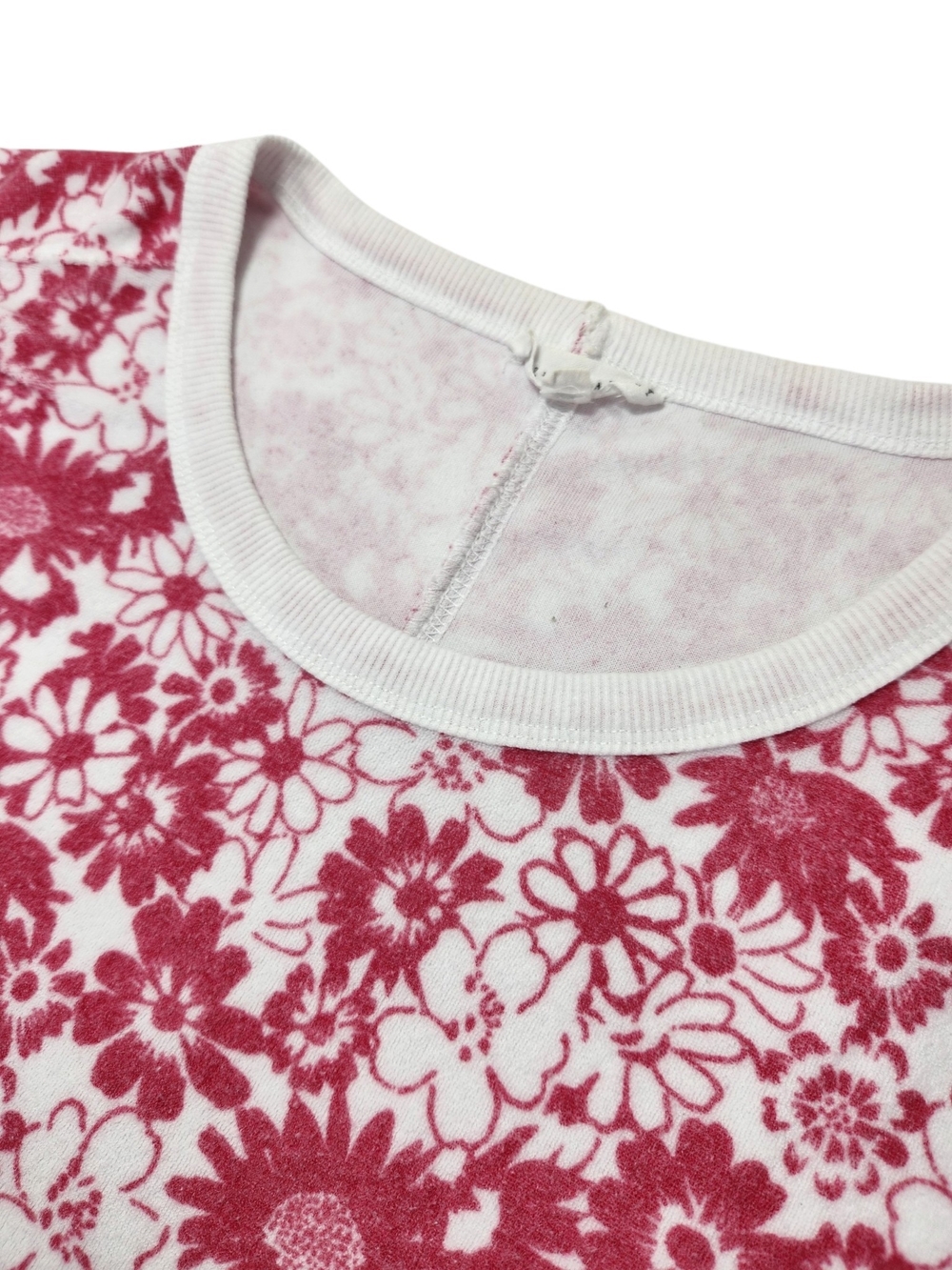 Jane + Delancey Women’s L Floral Sweatshirt Top Pink White Short Sleeve Dolman L - Picture 6 of 12